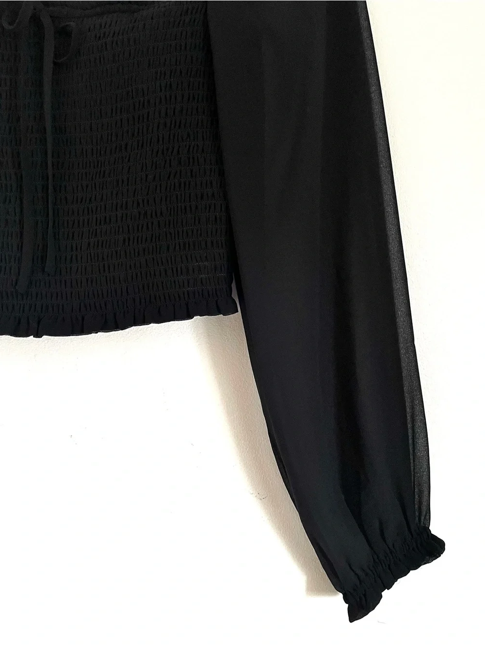 Artizia Wilfred Saga Smocked Chiffon Prairie Blouse in Black Size M EUC